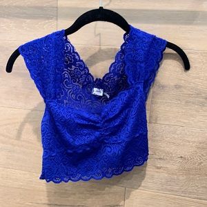 Free People Dark Blue Lace Crop Top